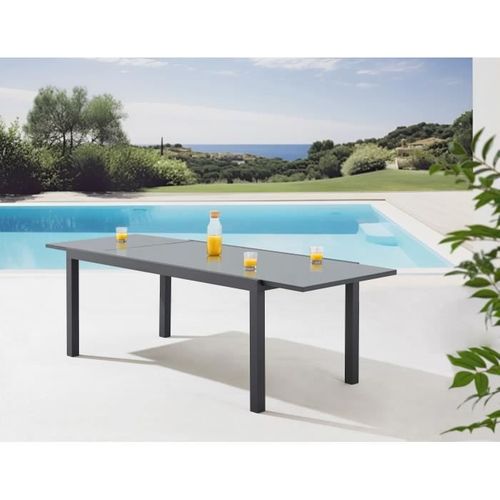 Ensemble Repas De Jardin 6 à 8 Personnes : Table Extensible 180-240 Cm + 2 Fauteuils + 6 Chaises