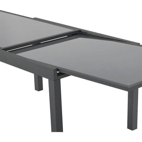 Table De Jardin Extensible Rectangulaire 6 à 10 Personnes - Structure Aluminium - Plateau Verre