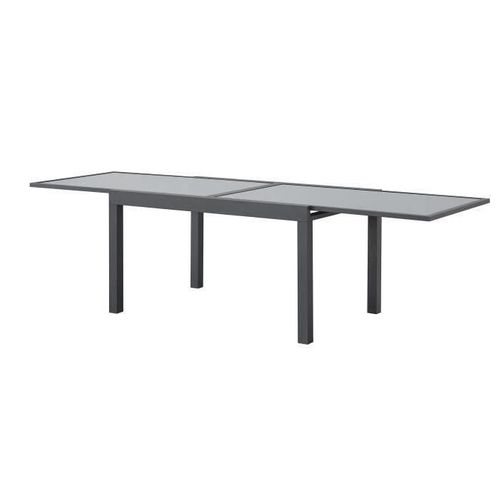 Table De Jardin Extensible Rectangulaire 6 à 10 Personnes - Structure Aluminium - Plateau Verre