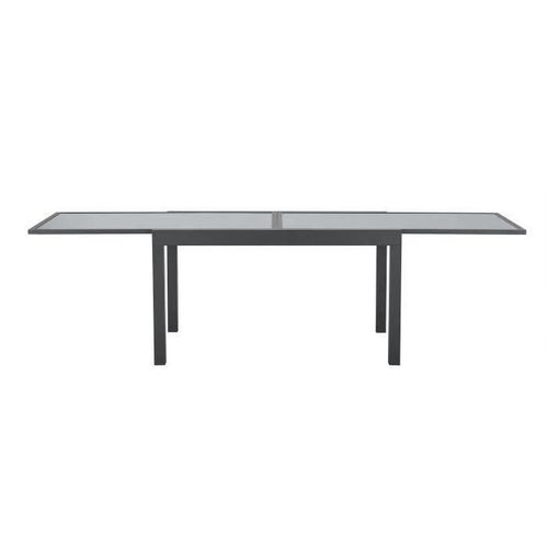 Table De Jardin Extensible Rectangulaire 6 à 10 Personnes - Structure Aluminium - Plateau Verre