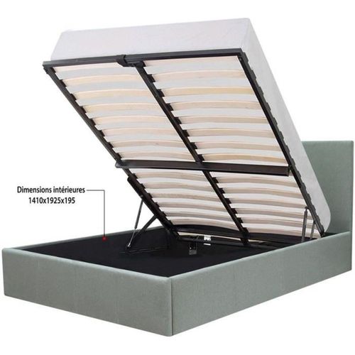 Lit Coffre Adulte Martin - Couchage 140x190 Cm - Gris Clair - Sommier à Lattes