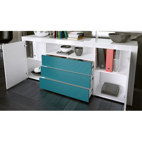 Buffet Blanc  Brillant  (hxlxp) : 72 X 167 X 35cm Avec L'éclairage LED