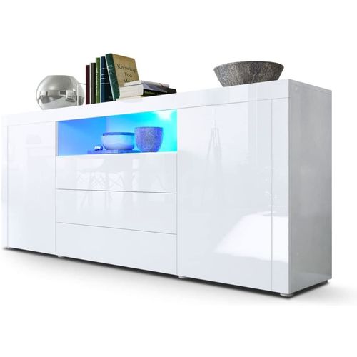 Buffet Blanc  Brillant  (hxlxp) : 72 X 167 X 35cm Avec L'éclairage LED