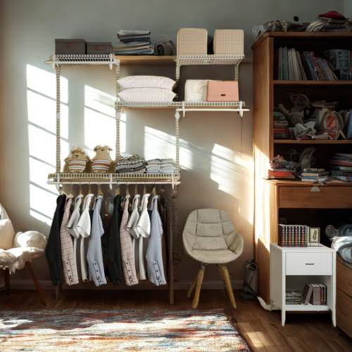 Dressing Crémaillère - Étagère Mural Industriel - Modulables - Blanc - 36 Pièces - 1,88x1,22m