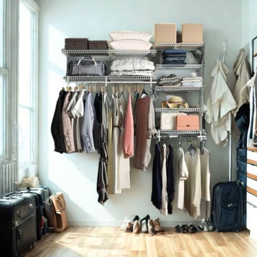 Dressing Crémaillère - Étagère Mural Industriel - Modulable - Blanc - 40 Pièces - 1,81x1,22m