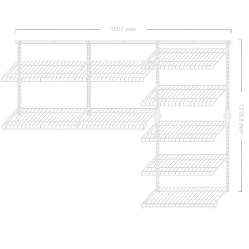 Dressing Crémaillère - Étagère Mural Industriel - Modulable - Blanc - 40 Pièces - 1,81x1,22m