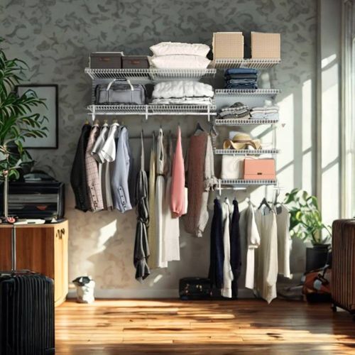 Dressing Crémaillère - Étagère Mural Industriel - Modulable - Blanc - 40 Pièces - 1,81x1,22m