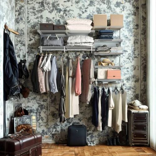 Dressing Crémaillère - Étagère Mural Industriel - Modulable - Blanc - 40 Pièces - 1,81x1,22m