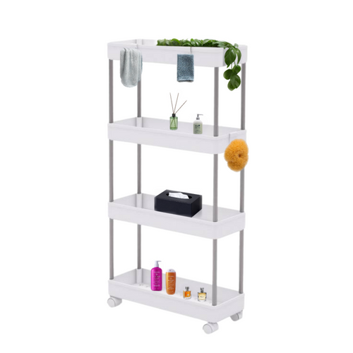 Desserte à Roulettes, Chariot De Rangement, Étagère Roulante, 4 Niveaux