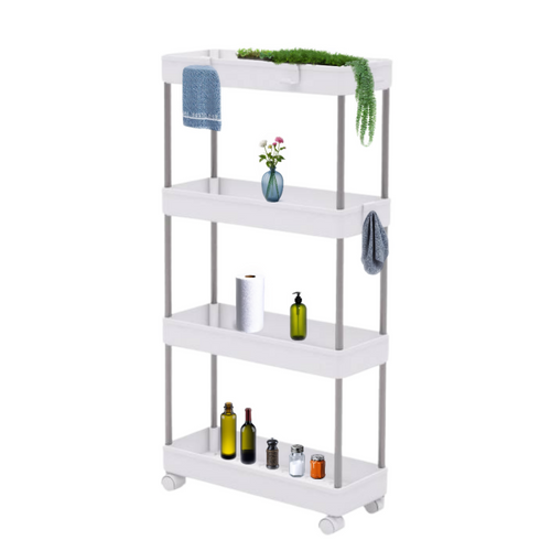 Desserte à Roulettes, Chariot De Rangement, Étagère Roulante, 4 Niveaux