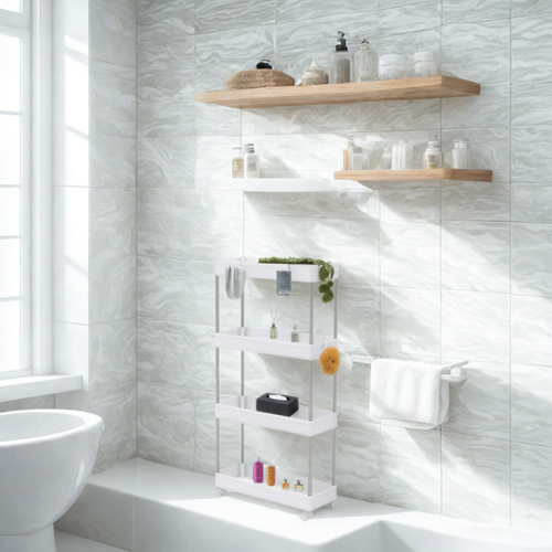 Desserte à Roulettes, Chariot De Rangement, Étagère Roulante, 4 Niveaux