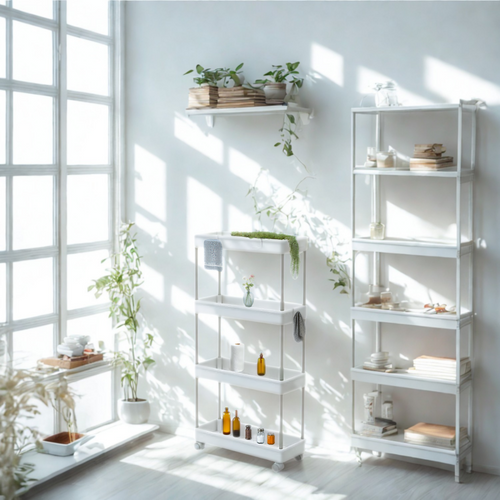 Desserte à Roulettes, Chariot De Rangement, Étagère Roulante, 4 Niveaux