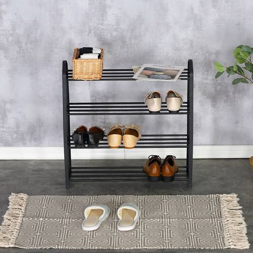 Range Chaussures - 4 Niveaux - Noir - 12 Paires