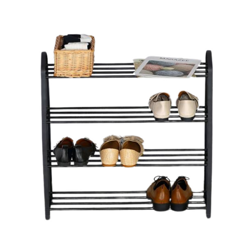 Range Chaussures - 4 Niveaux - Noir - 12 Paires