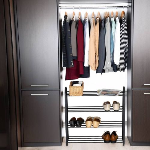 Range Chaussures - 4 Niveaux - Noir - 12 Paires