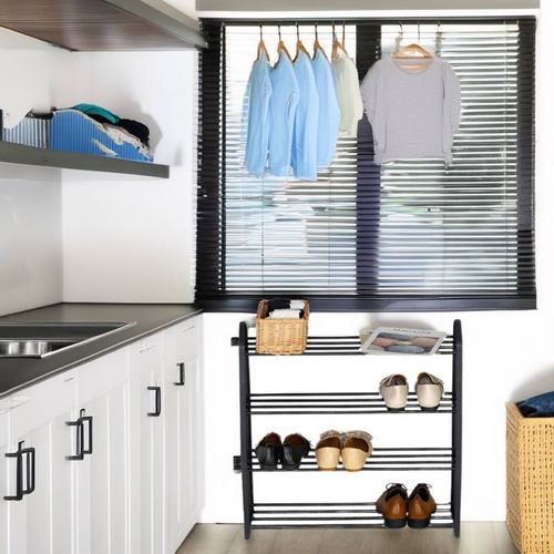 Range Chaussures - 4 Niveaux - Noir - 12 Paires