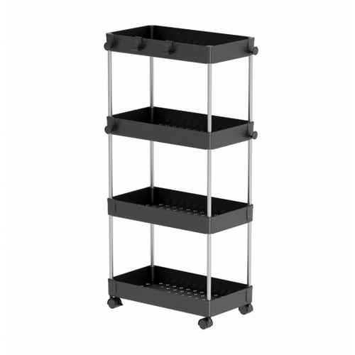 Desserte à Roulettes, Chariot De Rangement, Étagère Roulante, 4 Niveaux