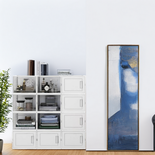 Lot De 12 Boîtes à Chaussures/rangement Empilables En Plastique Avec Porte Et Aération 36x28x21cm