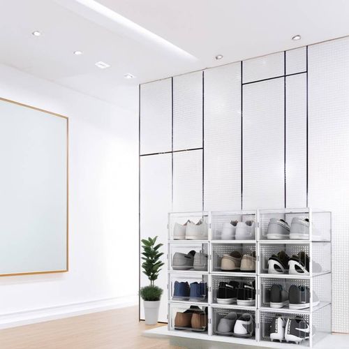 Lot De 12 Boîtes à Chaussures / rangement En Plastique Avec Porte Et Aération 33.4x23x14cm