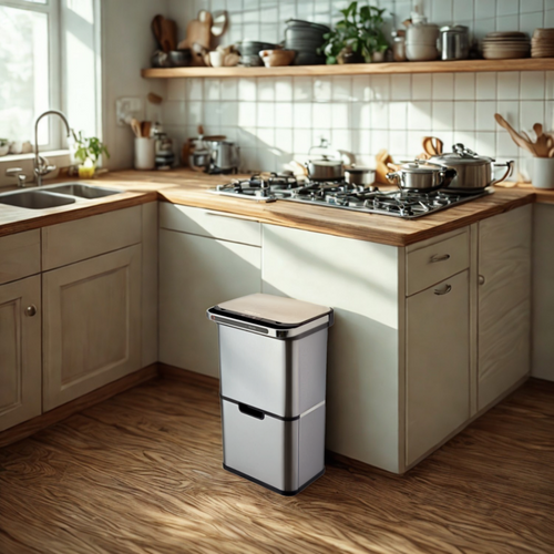 Poubelle Cuisine Automatique De Tri à 4 Compartiments - 60l - Inox Ss304 - Piles Ou Batterie