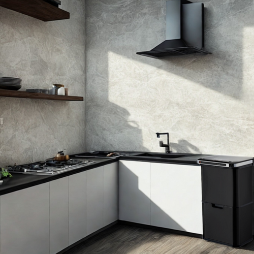 Poubelle Cuisine Automatique De Tri à 4 Compartiments - 60l -  Noir Mat - Piles Ou Batterie