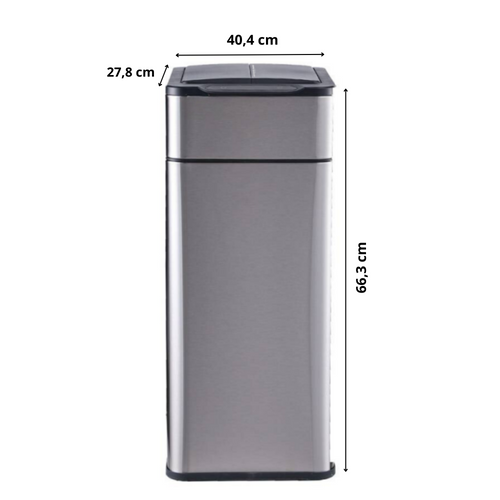 Poubelle Cuisine Automatique Latérale - Ouverture Papillon - Inox Ss304 - 60l - Piles Ou Batterie