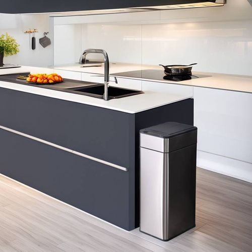 Poubelle Cuisine Automatique Latérale - Ouverture Papillon - Inox Ss304 - 60l - Piles Ou Batterie