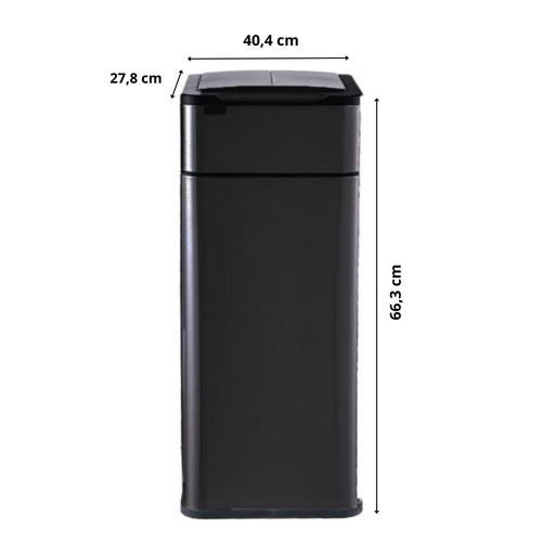 Poubelle Cuisine Automatique Latérale - Ouverture Papillon - Noir Mat - 60l - Piles Ou Batterie