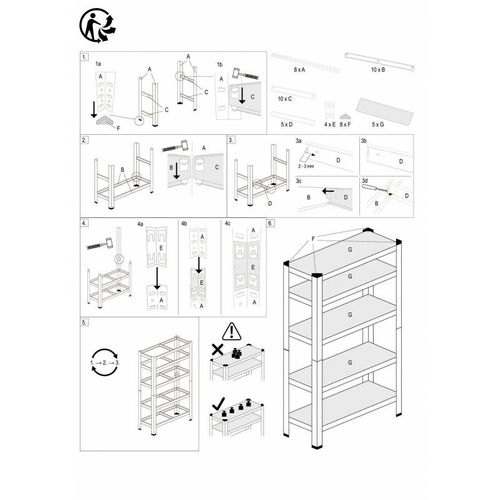 Lot De 2 Étagères De Rayonnage Modulables En Métal, 5 Étages, 175kg/par Étagère