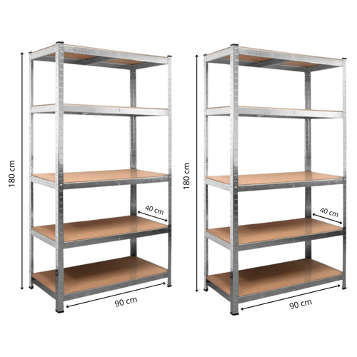 Lot De 2 Étagères De Rayonnage Modulables En Métal, 5 Étages, 175kg/par Étagère