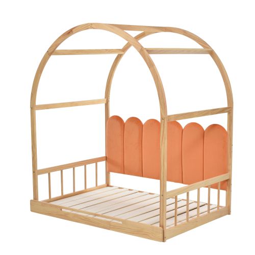 Lit enfant coulissant extensible, en velours, cadre en bois de pin, 140x200