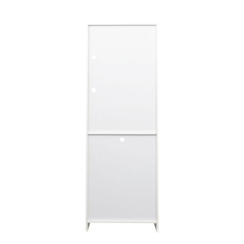Vitrine Avec LED, Armoire Buffet De Salon Avec Espace De Rangement, Blanc