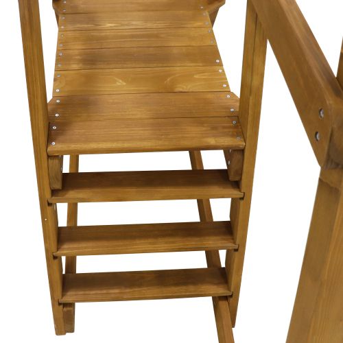 Balançoire double pour enfants, très robuste avec toboggan et échelle d'escalade, en bois massif