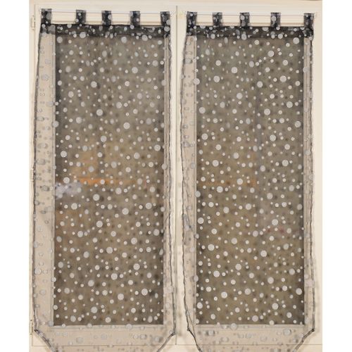 Paire De Petits Voilages à Bulles Argentées - 60x120 Cm - Noir