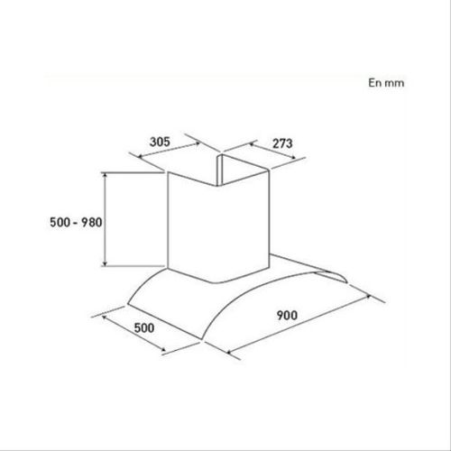 Hotte Décorative Murale 90cm 827m3/h Inox Et Verre - Ad1070x