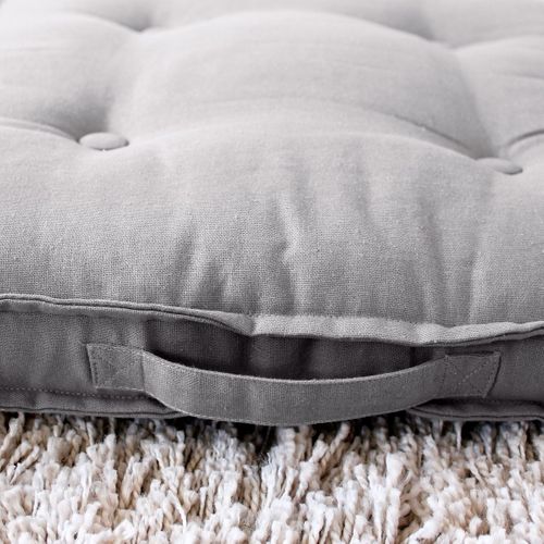 Coussin De Sol Uni En Pur Coton - 50x50x10 Cm - Gris Clair
