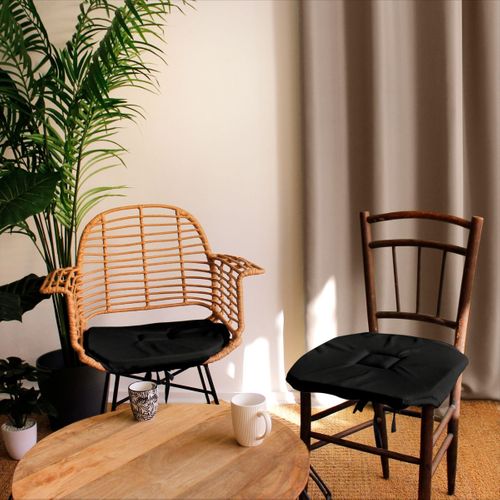 Galette De Chaise à Rabats Et Nouettes - 40x40 Cm - Noir