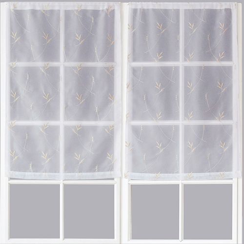 Paire De Petits Voilages Motif "floral" - 60x90 Cm - Taupe