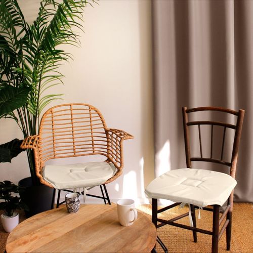 Galette De Chaise à Rabats Et Nouettes - 40x40 Cm - Ecru