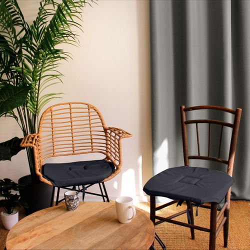 Galette De Chaise à Rabats Et Nouettes - 40x40 Cm - Gris Foncé