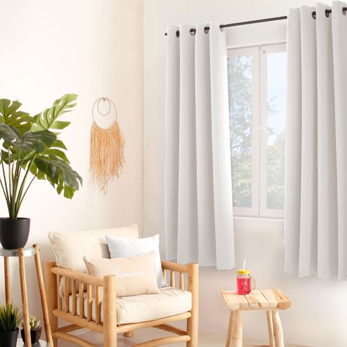 Rideau Occultant Uni Avec 8 Oeillets - 140x180 Cm - Blanc
