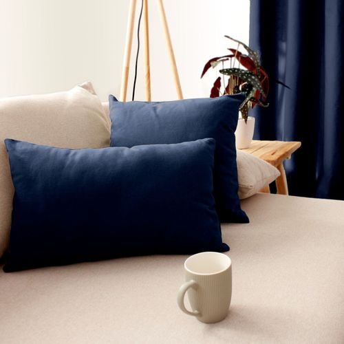Coussin Non Déhoussable En Coton Uni - 30x50 Cm - Bleu Marine