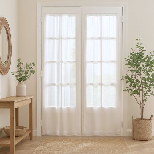 Paire De Petits Voilages Droits Finition Passe Tringle - 90x160 Cm - Blanc