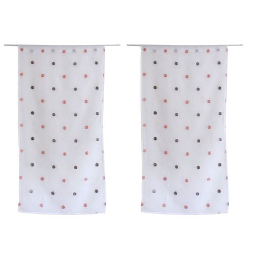 Paire De Petits Voilages Droits à Pois Colorés - 60x160 Cm - Gris Perle