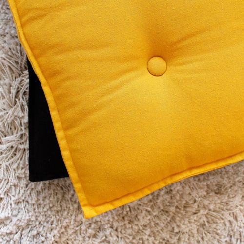 Coussin De Sol Panama Avec Poignée - 50 Cm X 50 Cm - Jaune Moutarde