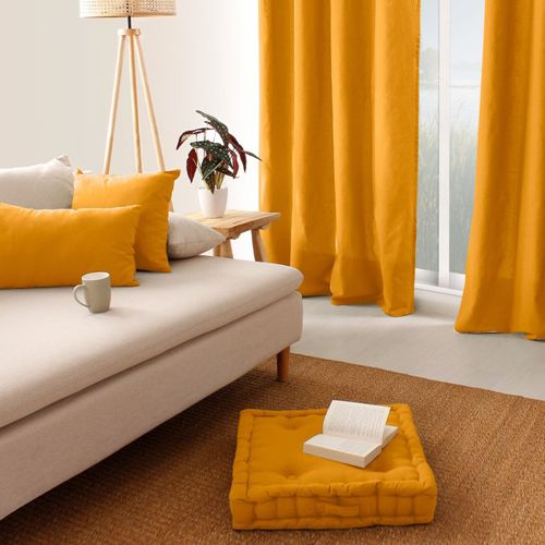 Coussin De Sol Panama Avec Poignée - 50 Cm X 50 Cm - Jaune Moutarde