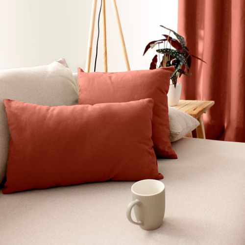 Coussin Non Déhoussable En Coton Uni - 30x50 Cm - Brique