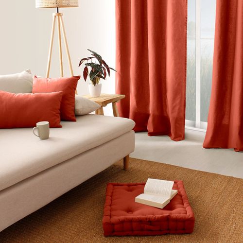 Coussin De Sol Uni En Pur Coton - 50x50x10 Cm - Brique