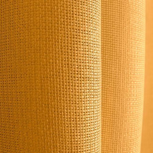Voilage Uni Ajouré à Oeillets - 140x240 Cm - Jaune Moutarde
