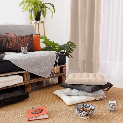 Galette De Chaise En Coton Recyclé - 38x38 Cm - Naturel